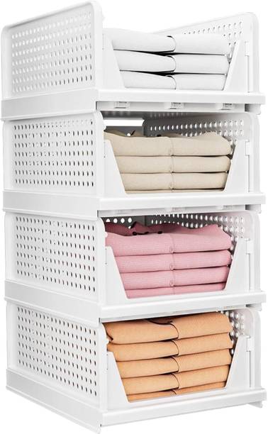Novatic Plastic Drawer 4 Shelf Clothes Cabinet For Storage Wardrobe, Clothes Cupboard Plastic Free Standing Chest of Drawers