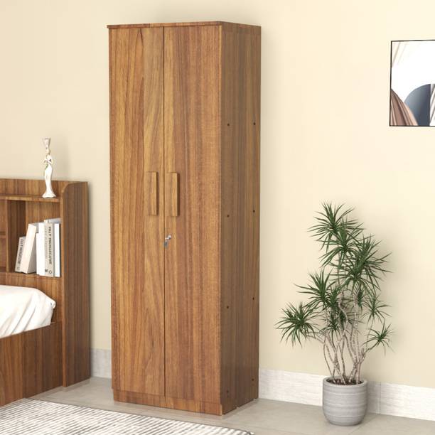 neuspace Duo S Compact Clothes Storage Cabinet with Multiple Shelves Engineered Wood 2 Door Wardrobe