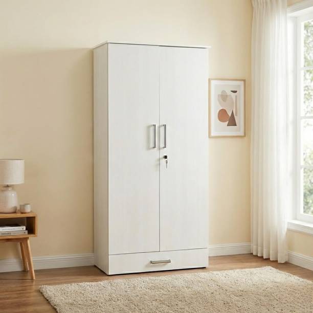 CASPIAN Wooden Almirah for Clothes and Stacking space -Home Furniture Storage Engineered Wood 2 Door Wardrobe