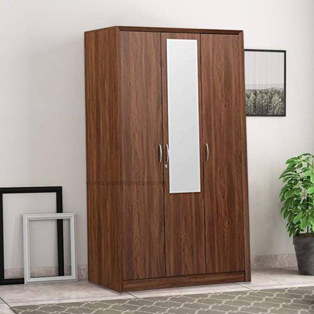 CASPIAN Wooden Almirah for Clothes and Stacking space -Home Furniture Storage Engineered Wood 3 Door Wardrobe