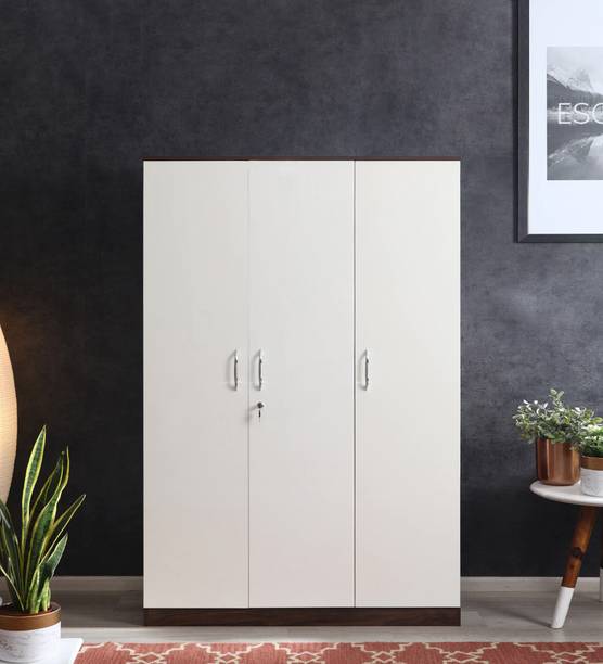 Casacraft from Pepperfry Larry 3 Door Wooden Wardrobe With Drawer & Locker For Bedroom/Home Engineered Wood 3 Door Wardrobe