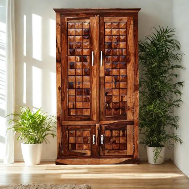 Gouravgenics Handicraft Classic Wooden Wardrobe Solid Wood 4 Door Almirah