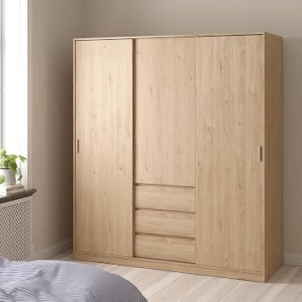 Grand Furnish Engineered Wood Sliding Wardrobe Engineered Wood 3 Door Wardrobe