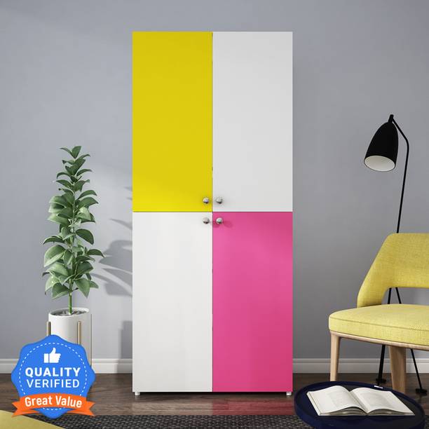 Woodbuzz Engineered Wood 4 Door Wardrobe