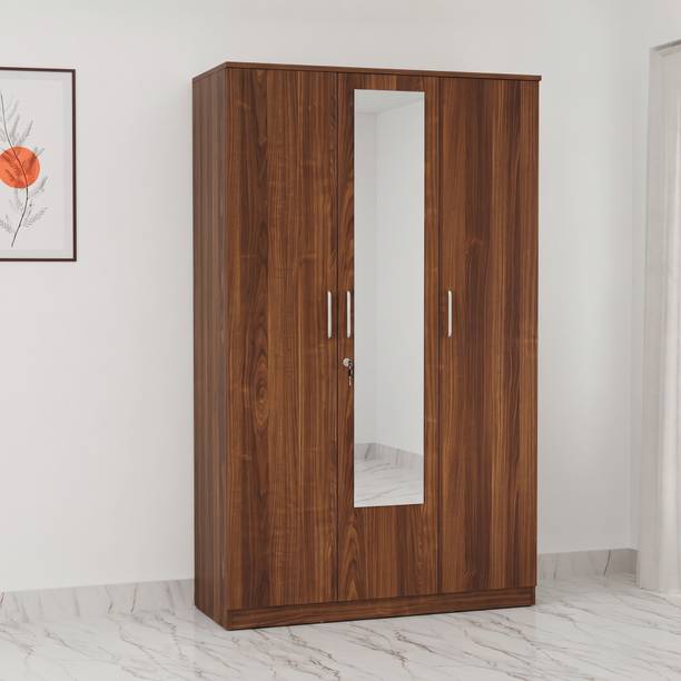 Valuewud 3 Door Wardrobe with Mirror Engineered Wood 3 Door Wardrobe