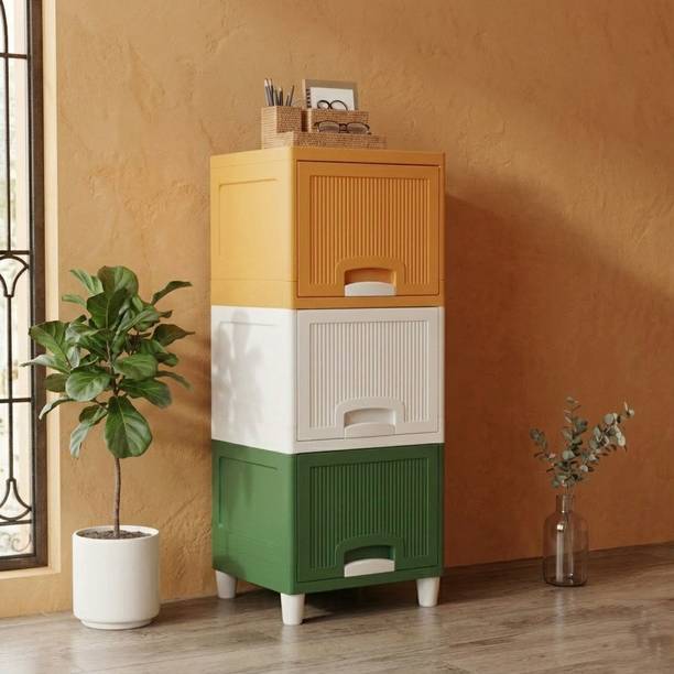 Scrub Daddy multi layer drawer cabinet Storage Cupboard with Doors Plastic 3 Door Almirah