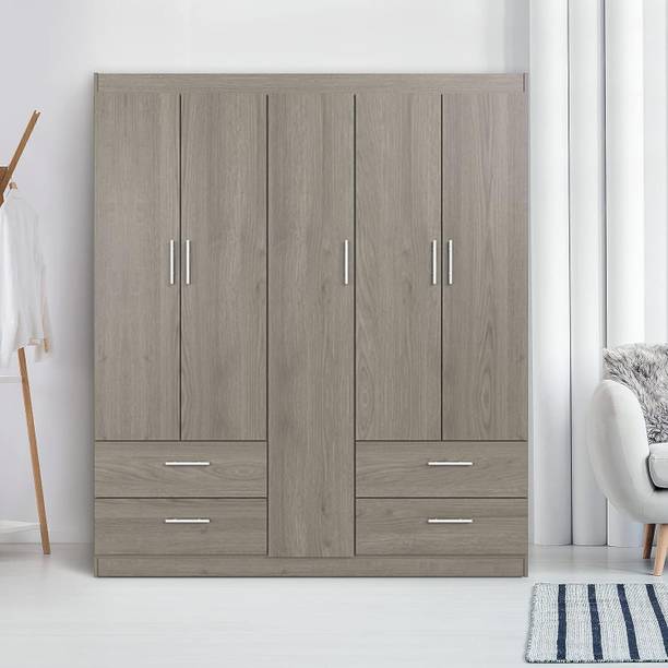 CASPIAN Wooden Almirah for Clothes and Stacking space -Home Furniture Storage Engineered Wood 5 Door Wardrobe