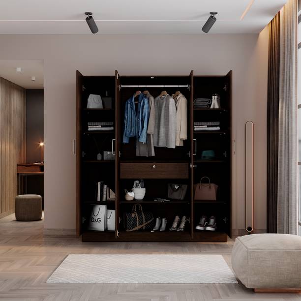 Wakefit Gingham Engineered Wood 4 Door Wardrobe