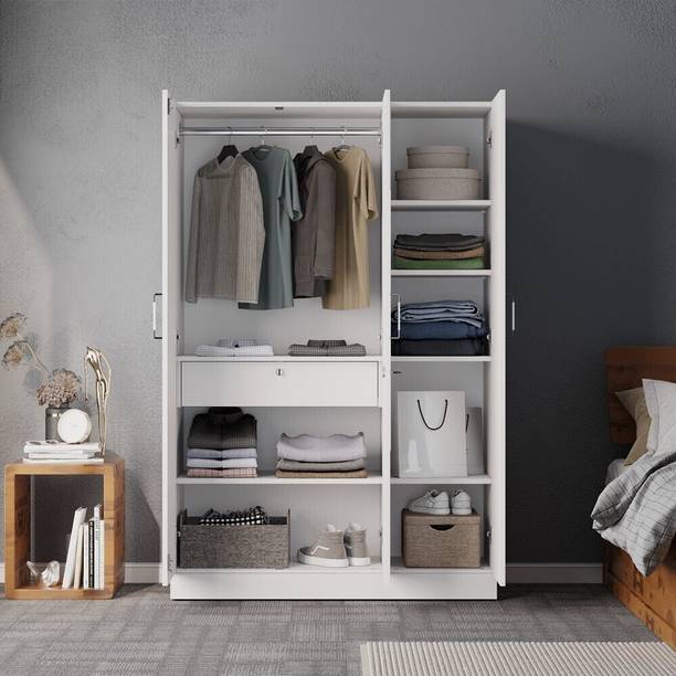 Wakefit Gingham Engineered Wood 3 Door Wardrobe
