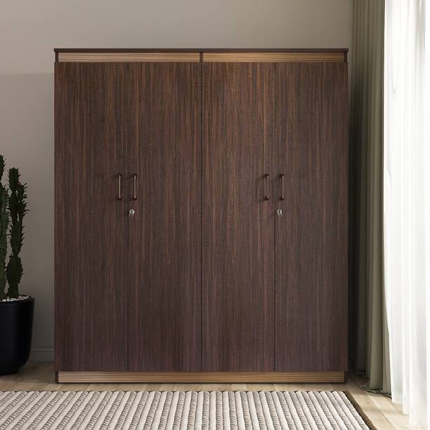 A GLOBIA CREATIONS Coral Engineered Wood 4 Door Wardrobe