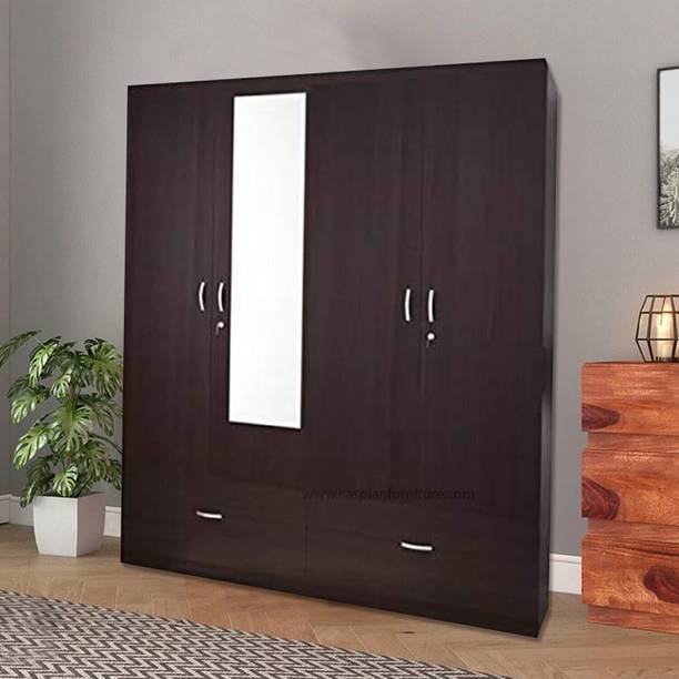 CASPIAN Wooden Almirah for Clothes and Stacking space -Home Furniture Storage Engineered Wood 4 Door Wardrobe