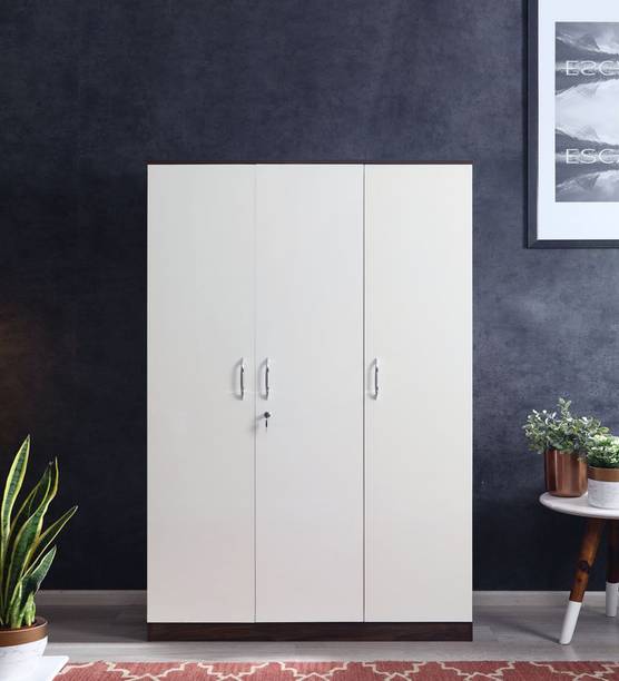 Casacraft from Pepperfry Larry 3 Door Wooden Wardrobe With Inbuilt Locker For Bedroom/Home Engineered Wood 3 Door Wardrobe