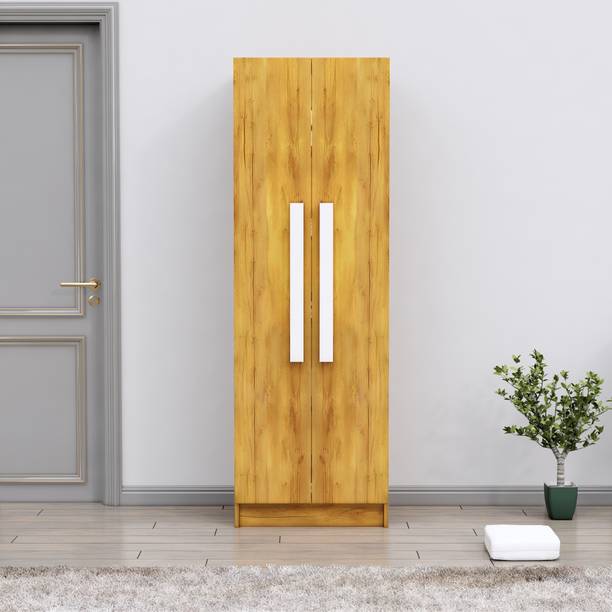 Hexa Red Wooden Wardrobe with 2 Drawer & Hanging Space 3 Year Warranty Engineered Wood 2 Door Wardrobe