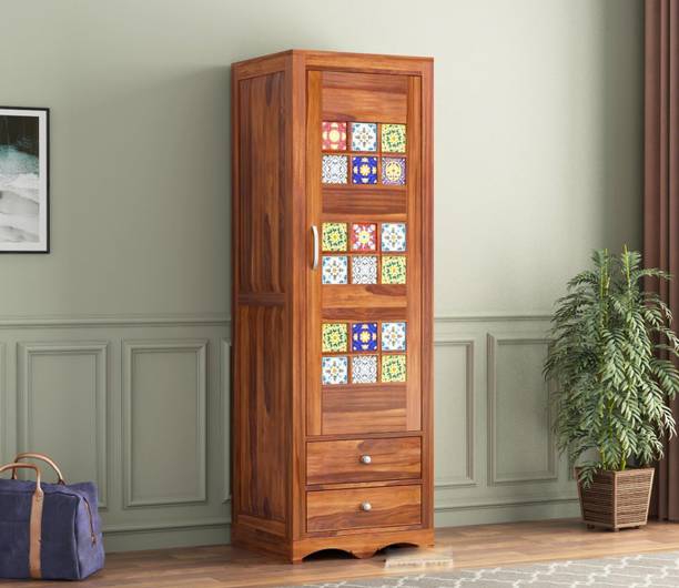 JB Art Solid Sheesham Wood Wardrobe for Bedroom with Drawers Solid Wood 1 Door Wardrobe