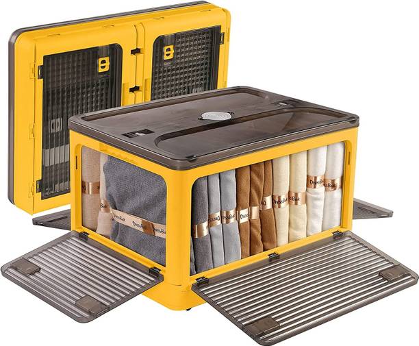 MOHAK Plastic Storage Box with Lid Wheels Collapsible Storage Bins 46 x 35 x 24 CM Plastic 5 Door Wardrobe