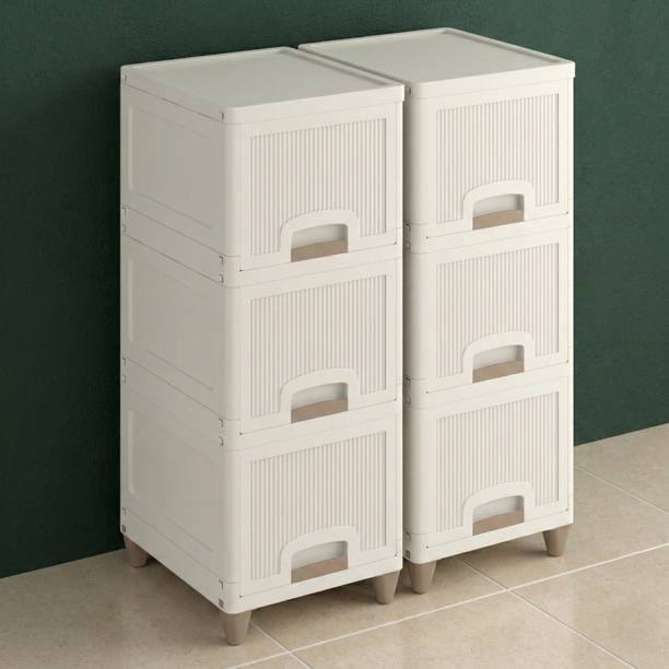 GRIVAN Durable Wardrobe Cabinet Drawer For Home | Clothes, Toys Organizer Storage Box Plastic 6 Door Wardrobe