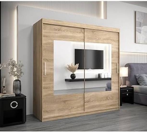Grand Furnish Engineered Wood Sliding Wardrobe Engineered Wood 2 Door Wardrobe