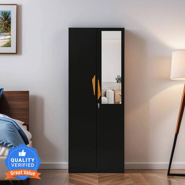 Mintwud from Pepperfry Maya 2 Door Wooden Wardrobe With Inbuilt Mirror For Bedroom/Home Engineered Wood 2 Door Wardrobe