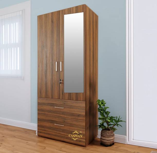 CASPIAN Wooden Almirah for Clothes and Stacking space -Home Furniture Storage Engineered Wood 2 Door Wardrobe