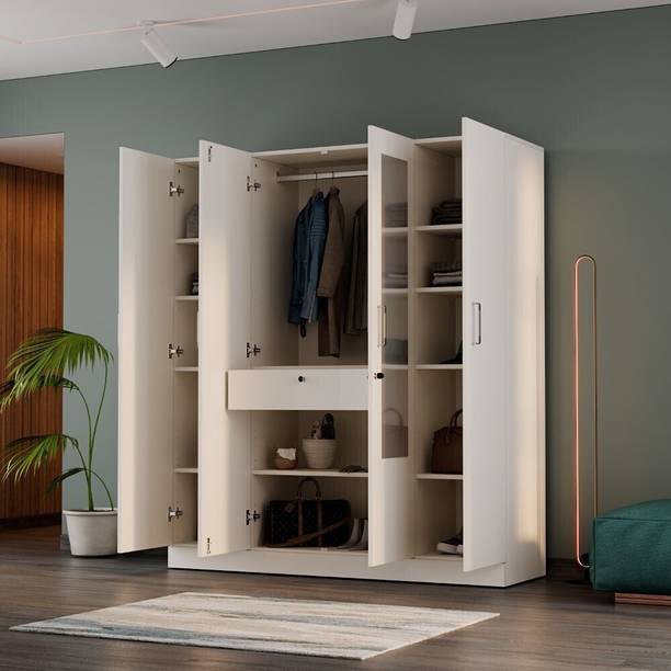 Wakefit Gingham Engineered Wood 4 Door Wardrobe