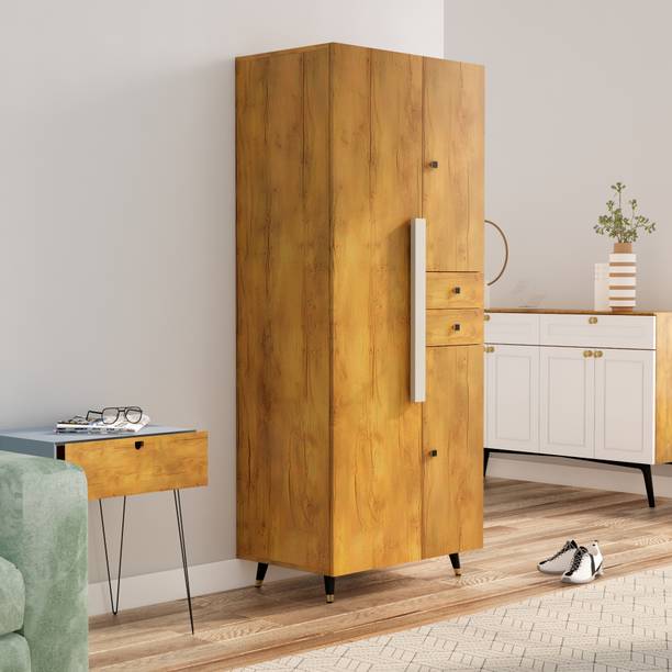 Hexa Red Wooden Wardrobe with Drawer & Hanging Space 3 Year Warranty Engineered Wood 3 Door Wardrobe