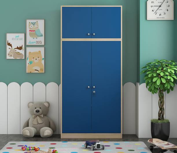 Floresta Wud Engineered Wood Wardrobe Closet With Dividable Storage For Bedroom/ Kids Room | Engineered Wood 4 Door Wardrobe