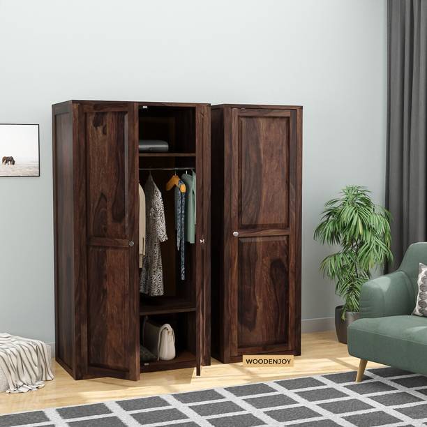 WOODENJOY Solid Sheesham Wood wardrobe With 3 Door Storage Solid Wood 3 Door Wardrobe