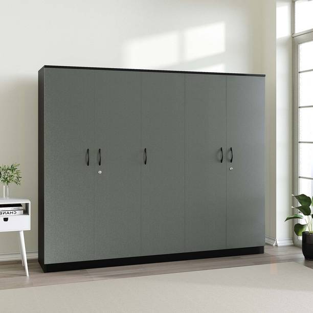 Home Full Eric 5Door Wardrobe Wenge with Grey Engineered Wood 5 Door Wardrobe