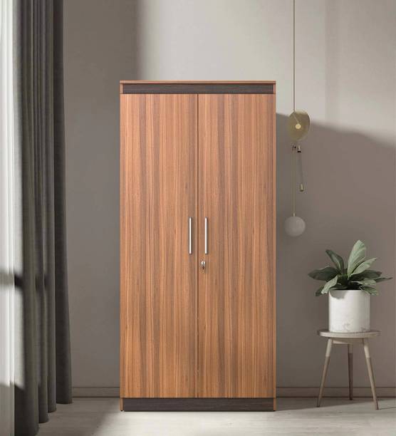 OmkarWood 2 Door Wardrobe in Exotic Teak Finish Engineered Wood 2 Door Wardrobe