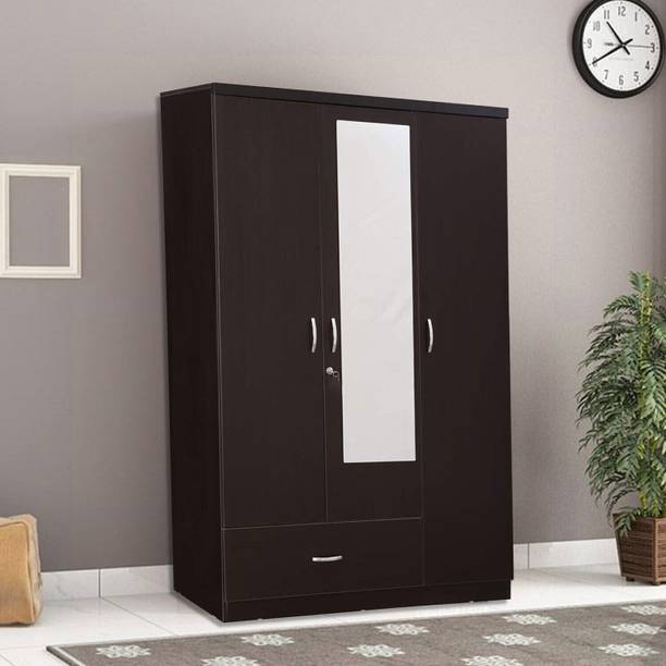 CASPIAN Wooden Almirah for Clothes and Stacking space -Home Furniture Storage Engineered Wood 3 Door Wardrobe