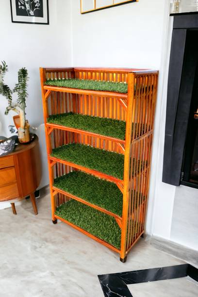 EVRA Cane Bamboo Clothes Cabinet For Storage Organiser, Cloth ,shoe Rack For Storage Engineered Wood 5 Door Wardrobe