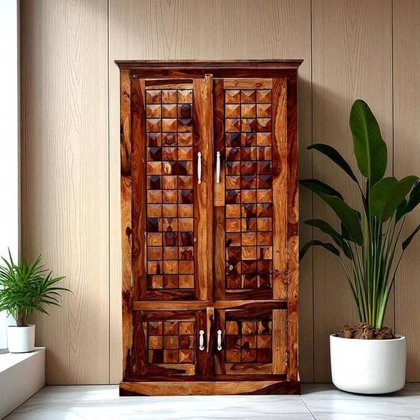 THE HOME HEAVEN INTERIOR Solid Wood 4 Door Wardrobe