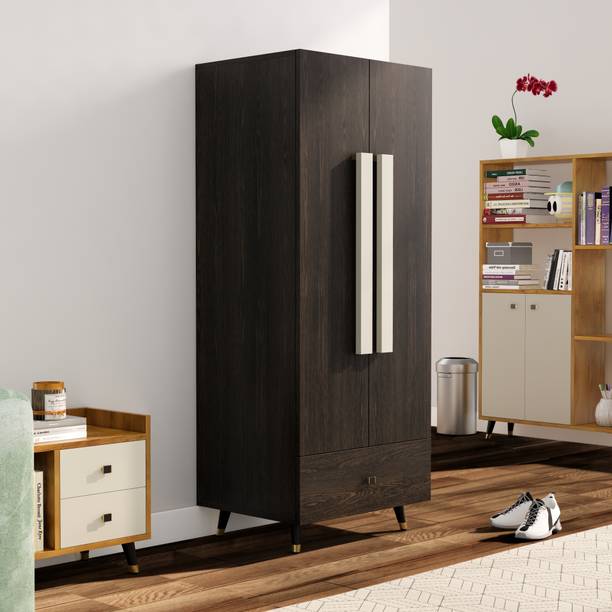 Hexa Red Wooden Wardrobe with Drawer & Hanging Space 3 Year Warranty Engineered Wood 2 Door Wardrobe
