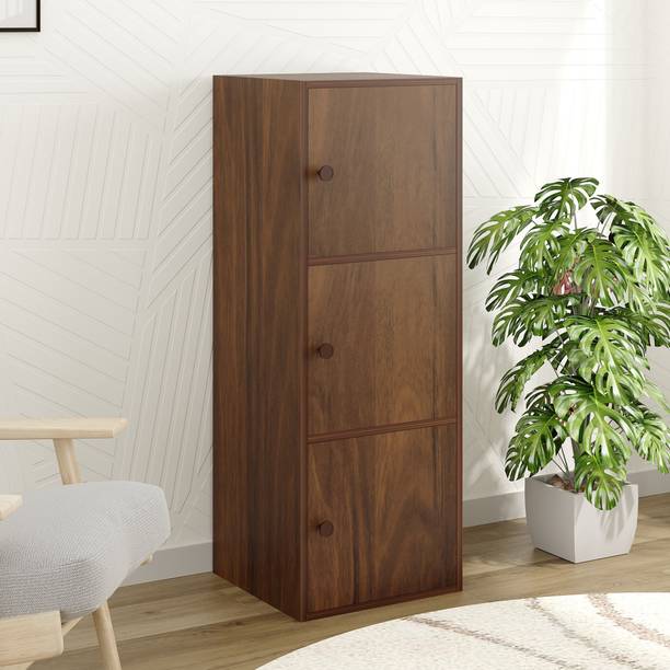 BLUEWUD Calcio 3-Tier Storage Unit Cabinet Rack Organizer Wardrobe Almirah Cupboard Engineered Wood 3 Door Wardrobe
