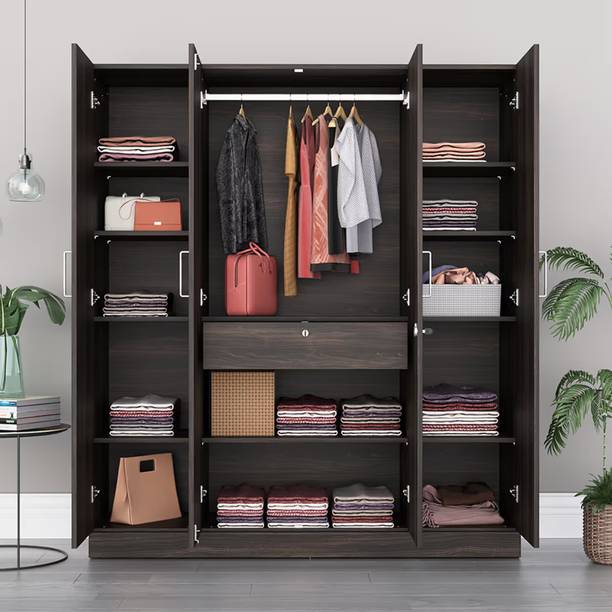 Wakefit Gingham Engineered Wood 4 Door Wardrobe