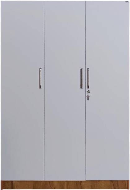 IdentityRetail 3 Door Wardrobe with Drawers | Multi Colour Teak & White Wooden Almirah Engineered Wood 3 Door Almirah