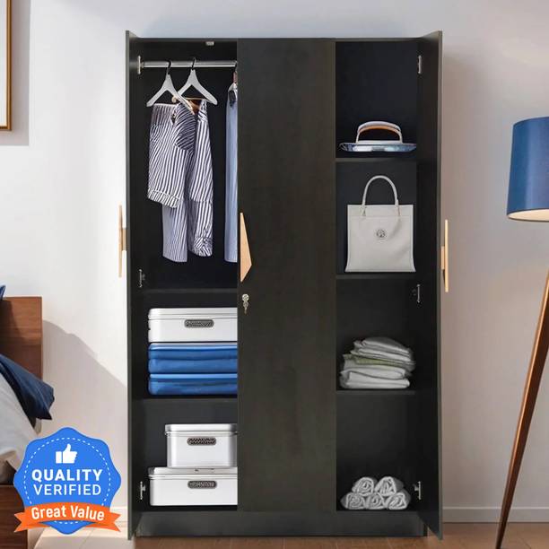 Mintwud from Pepperfry Maya 3 Door Wooden Wardrobe/Wooden Almirah With Shelf Storage For Bedroom/Home Engineered Wood 3 Door Wardrobe