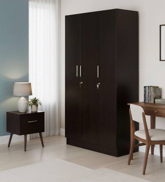 Mintwud 3 Door Wardrobe In Wenge Finish With Adjustable Shelves Engineered Wood 3 Door Wardrobe