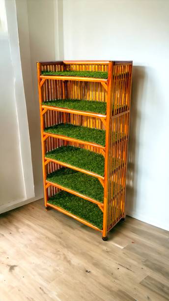 EVRA Cane Bamboo Clothes Cabinet For Storage Organiser, Cloth ,shoe Rack For Storage Engineered Wood 1 Door Wardrobe