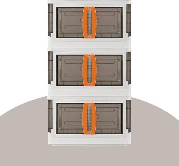 TEX-RO Wardrobe Cupboard Black & White Plastic 3 Door Wardrobe