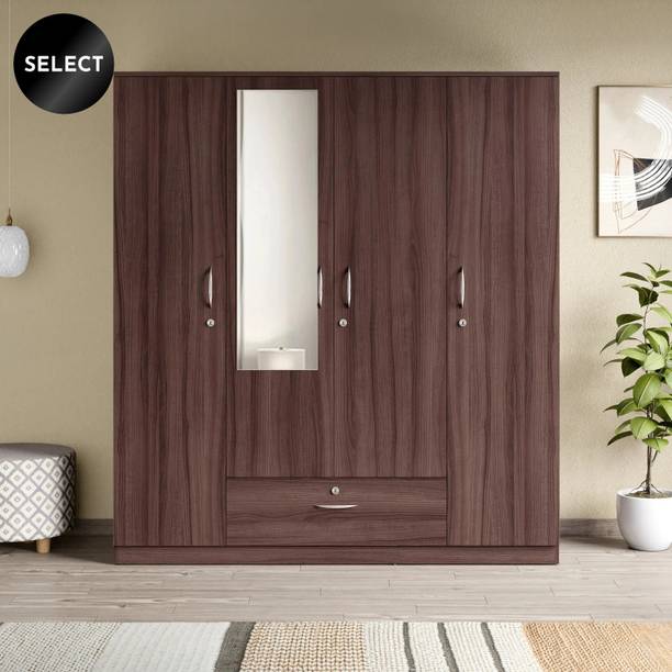 Godrej Interio Ewa with Mirror Engineered Wood 4 Door Wardrobe