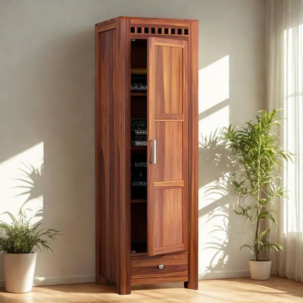 Gouravgenic Handicraft Single Door Wooden Wardrobe Solid Wood 1 Door Almirah
