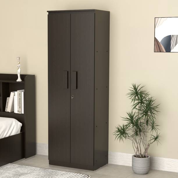 neuspace Duo S Compact Clothes Storage Cabinet with Multiple Shelves Engineered Wood 2 Door Wardrobe