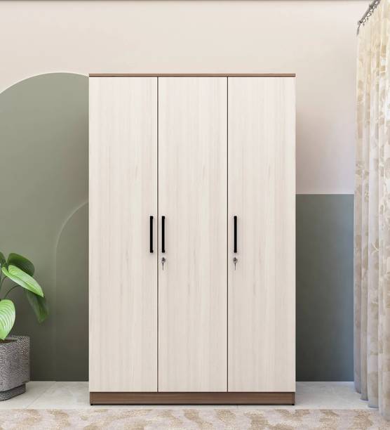 Mintwud from Pepperfry Sappora 3 Door Wooden Wardrobe With Drawer For Bedroom/Home Engineered Wood 3 Door Wardrobe