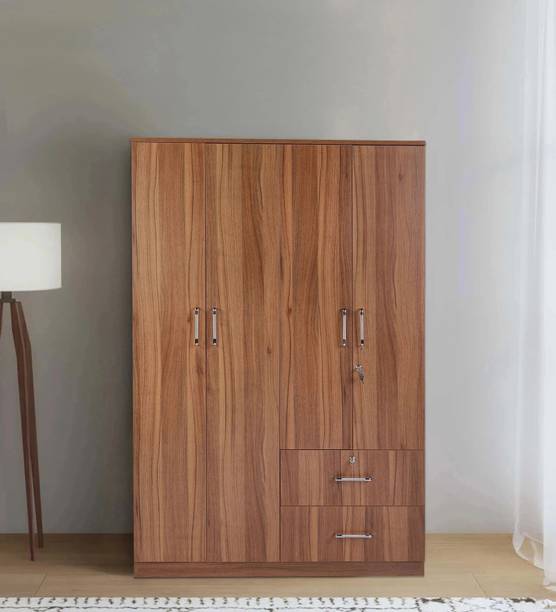 Mintwud From Pepperfry Kibo 4 Door Wooden Wardrobe with Adjustable Shelf For Bedroom Engineered Wood 4 Door Wardrobe