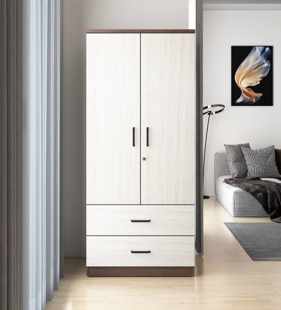 A GLOBIA CREATIONS Rillo Engineered Wood 2 Door Wardrobe