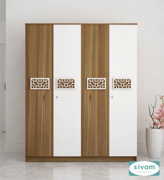 SIVOM Feature Multipurpose 4 Door Closet Engineered Wood 4 Door Wardrobe