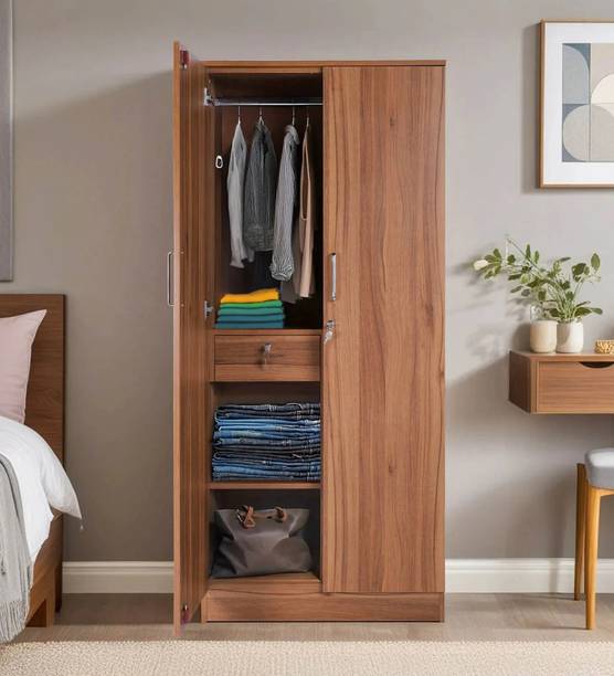 Mintwud From Pepperfry Kibo 2 Door Wooden Wardrobe With Shelves For Bedroom Engineered Wood 2 Door Wardrobe