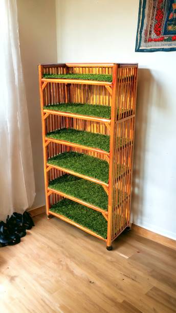 EVRA Cane Bamboo Clothes Cabinet For Storage Organiser, Cloth ,shoe Rack For Storage Engineered Wood 6 Door Wardrobe