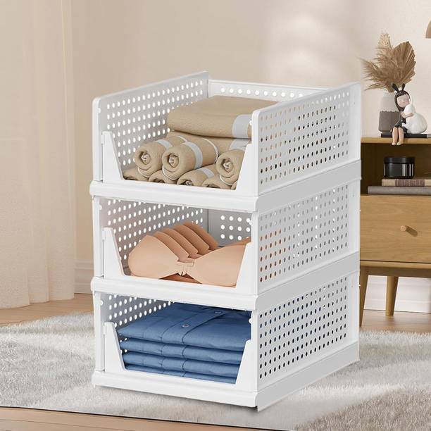 Novatic Plastic Drawer 3 Shelf Clothes Cabinet For Storage Wardrobe, Clothes Cupboard Plastic Free Standing Chest of Drawers
